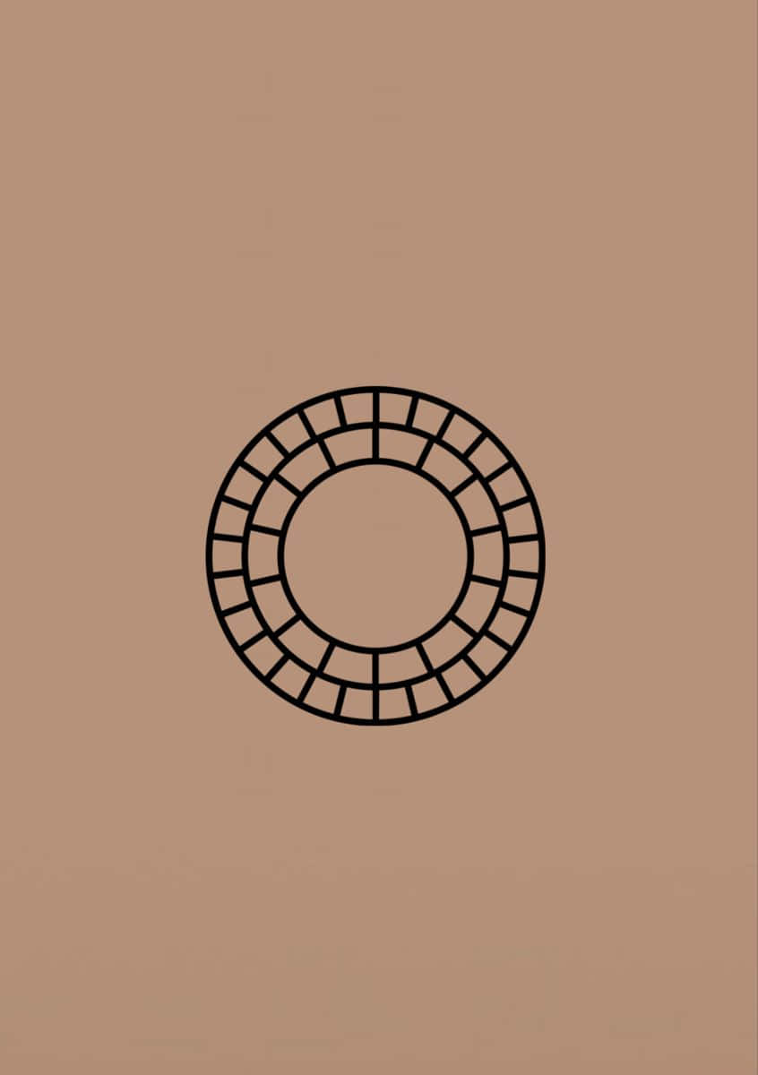Vsco 桌布 壁紙 — 一個極簡的黑色圓形網格圖案，居中在純色黃褐色背景上。