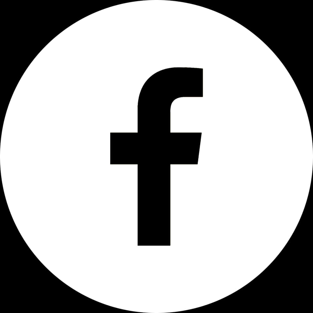 Facebook 桌布 壁紙 — 一個極簡的黑色小寫 f 標誌，居中於白色圓形內，背景為黑色。
