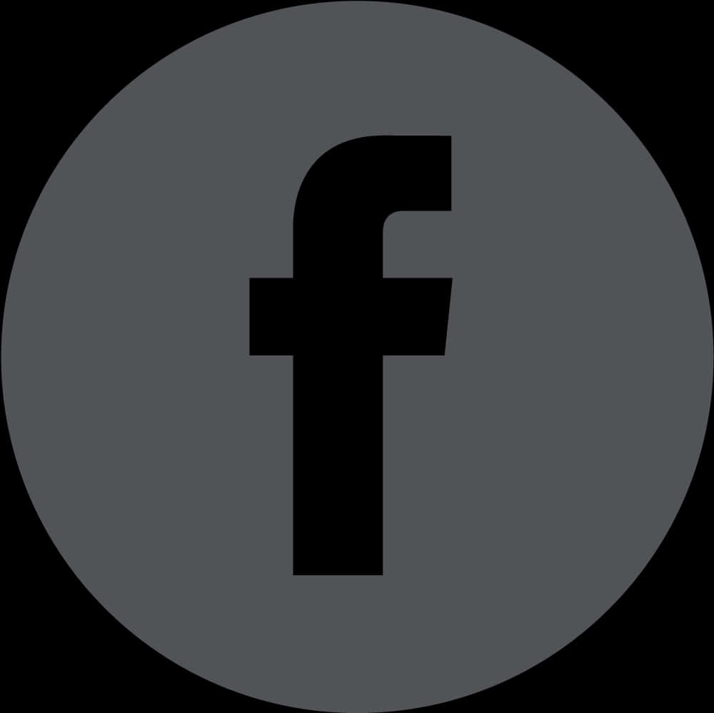 Facebook Icon White 桌布 壁紙 — 一個極簡的黑色小寫f標誌，居中於灰色圓形內，背景為黑色。