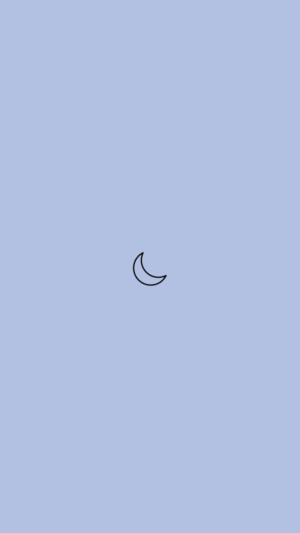 Moon Aesthetic 桌布 壁紙 — 一個極簡的黑色新月圖標，居中在柔和的薰衣草背景上。