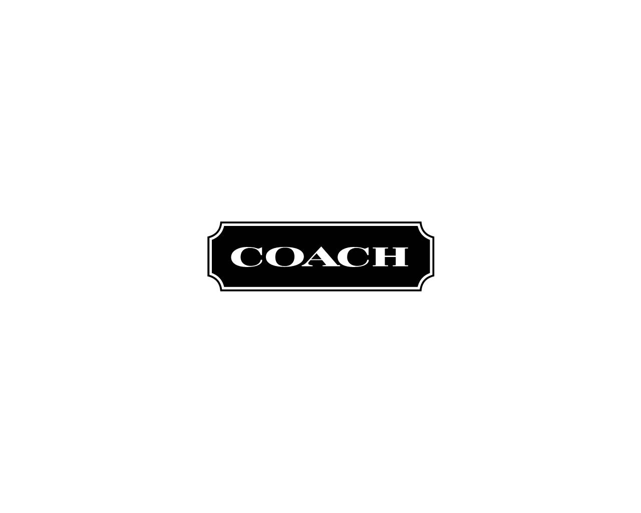 Coach 桌布 壁紙 — 一個極簡的黑色矩形標誌，中央有白色襯線文字 COACH，位於純白背景上。