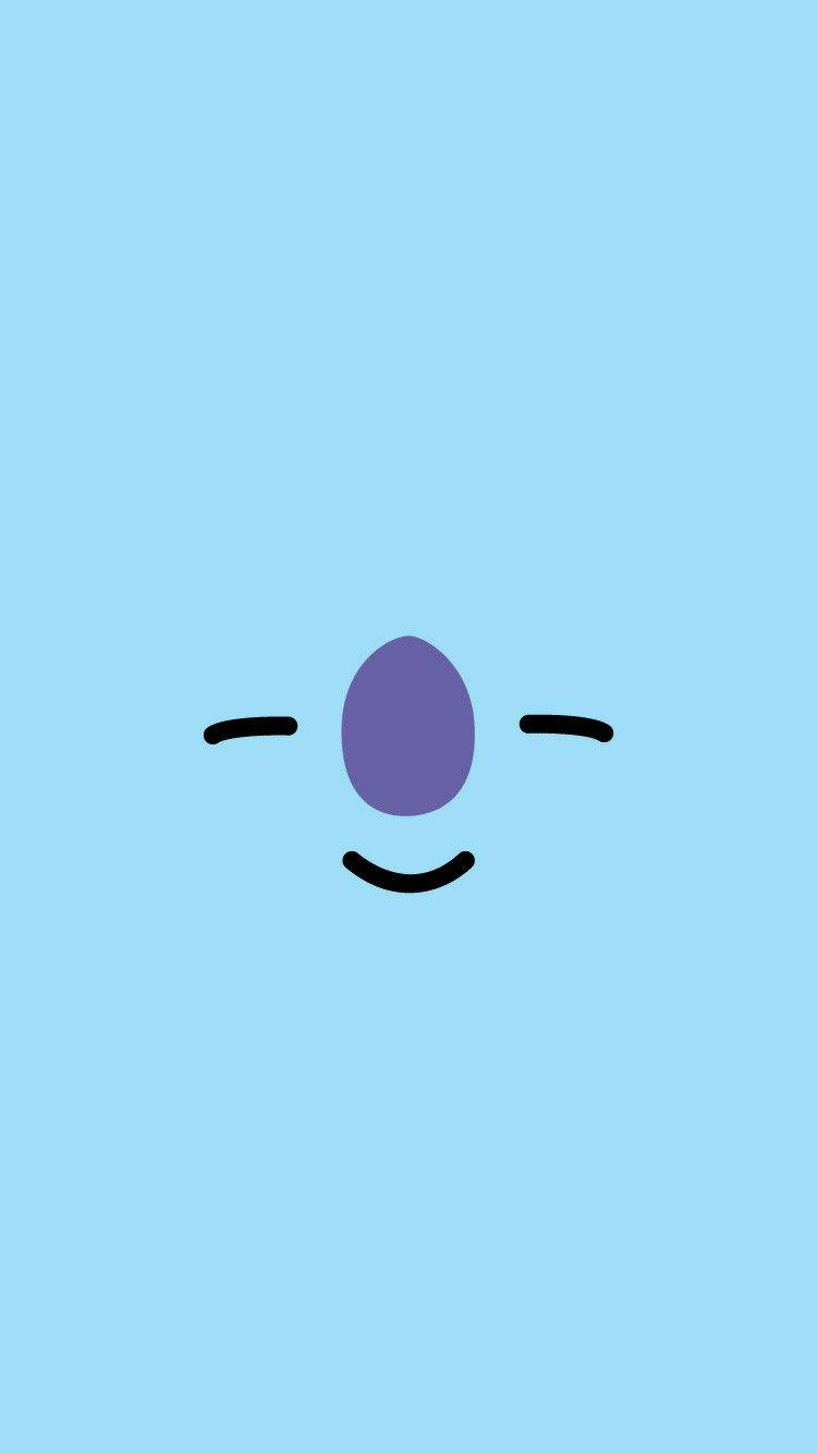 一個簡單的笑臉，在淺藍色背景上有一隻紫色眼睛。 — BT21 GIF 壁紙