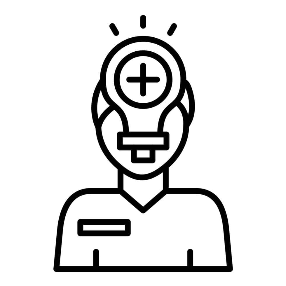 icons 桌布 壁紙 — 一個極簡線條圖示，顯示一個人頭上有醫療十字標誌，嘴巴被繃帶包紮。