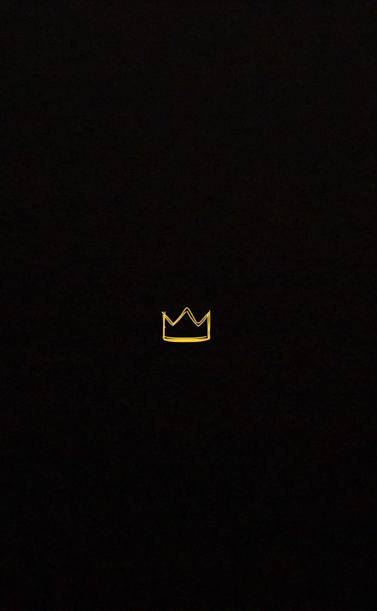 Crown 桌布 壁紙 — 一個極簡金色皇冠輪廓，居中於純黑色背景上。
