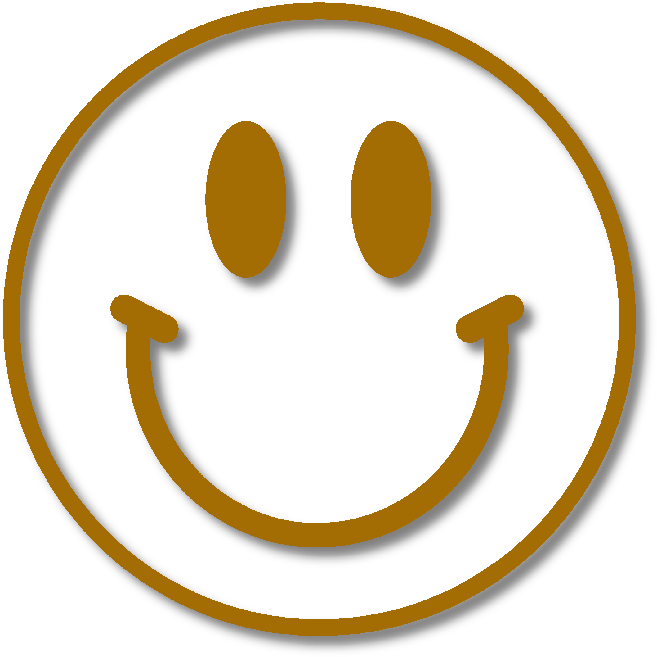 Smiley 桌布 壁紙 — 一個極簡金色笑臉，帶有簡單橢圓眼睛和彎曲嘴巴，置於純黑色背景上。