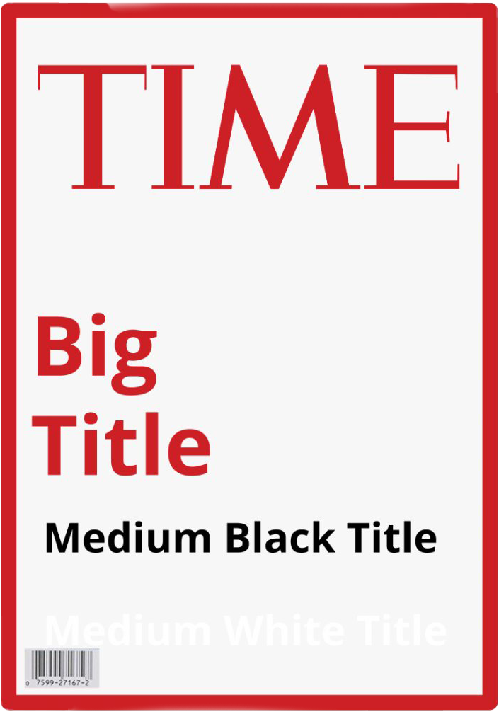 雜誌 桌布 壁紙 — 一個極簡風格的TIME雜誌封面，在白色背景上以粗體紅色和黑色字體設計，並以紅色邊框框住。