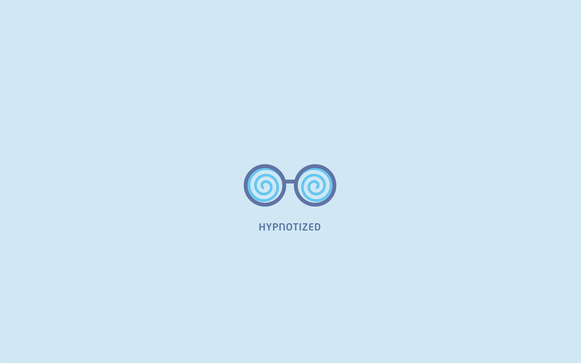 催眠螺旋眼鏡標誌，下方有 hypnotized 字樣，淺藍色背景 — 極簡美學筆電 壁紙