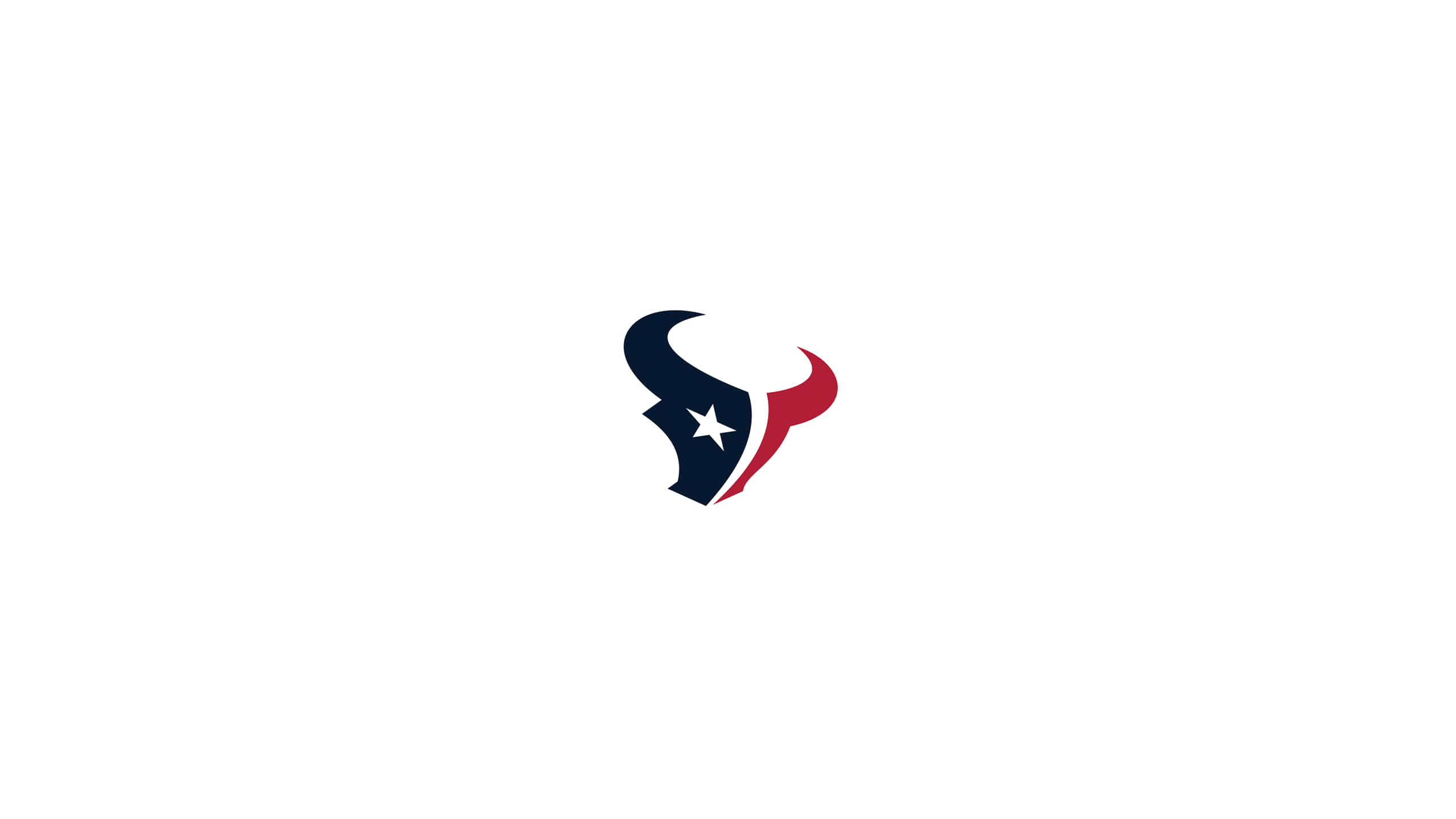 Houston Texans Logo 桌布 壁紙 — 一個極簡風格的公牛頭標誌，採用海軍藍、紅色和白色，額頭上有一顆星，背景為純白色。