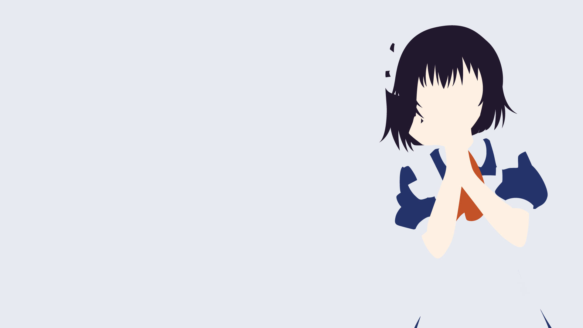 Kaichou Wa Maid Sama 桌布 壁紙 — 一個極簡風格的動漫女孩，短黑髮，雙臂交叉，站在淡藍色背景前。