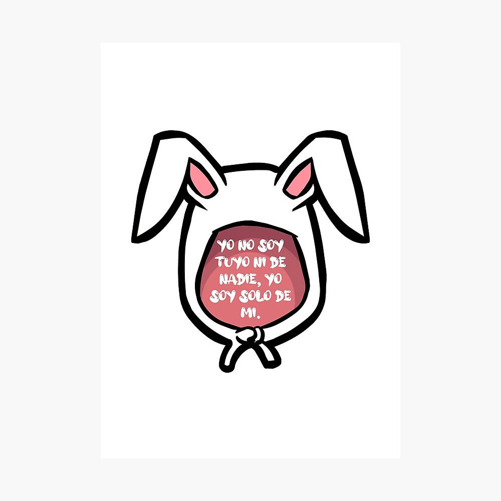 Bad Bunny Logo 桌布 壁紙 — 一個極簡風格的卡通兔頭，帶有粉紅色內耳和一個包含西班牙文文字的粉紅色對話框。