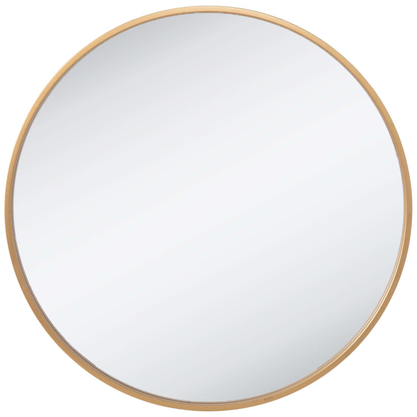 mirror 桌布 壁紙 — 一個極簡風格的圓形鏡子，帶有細金色邊框，反射出柔和的白色背景。