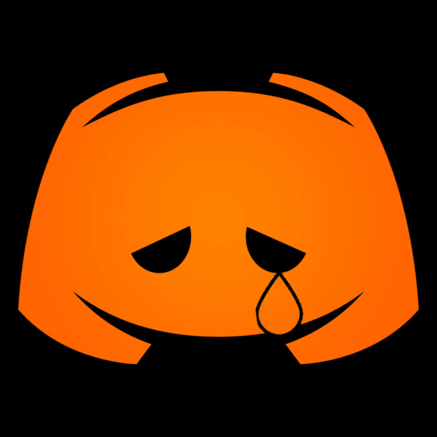 Discord 桌布 壁紙 — 一個極簡風格的橙色南瓜臉，表情悲傷，流下一滴眼淚，背景為黑色。