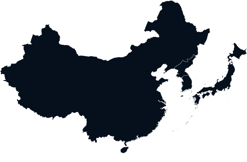 中國 桌布 壁紙 — 一個極簡風格的深藍色中國及周邊地區地圖，以白色輪廓線繪製在黑色背景上。