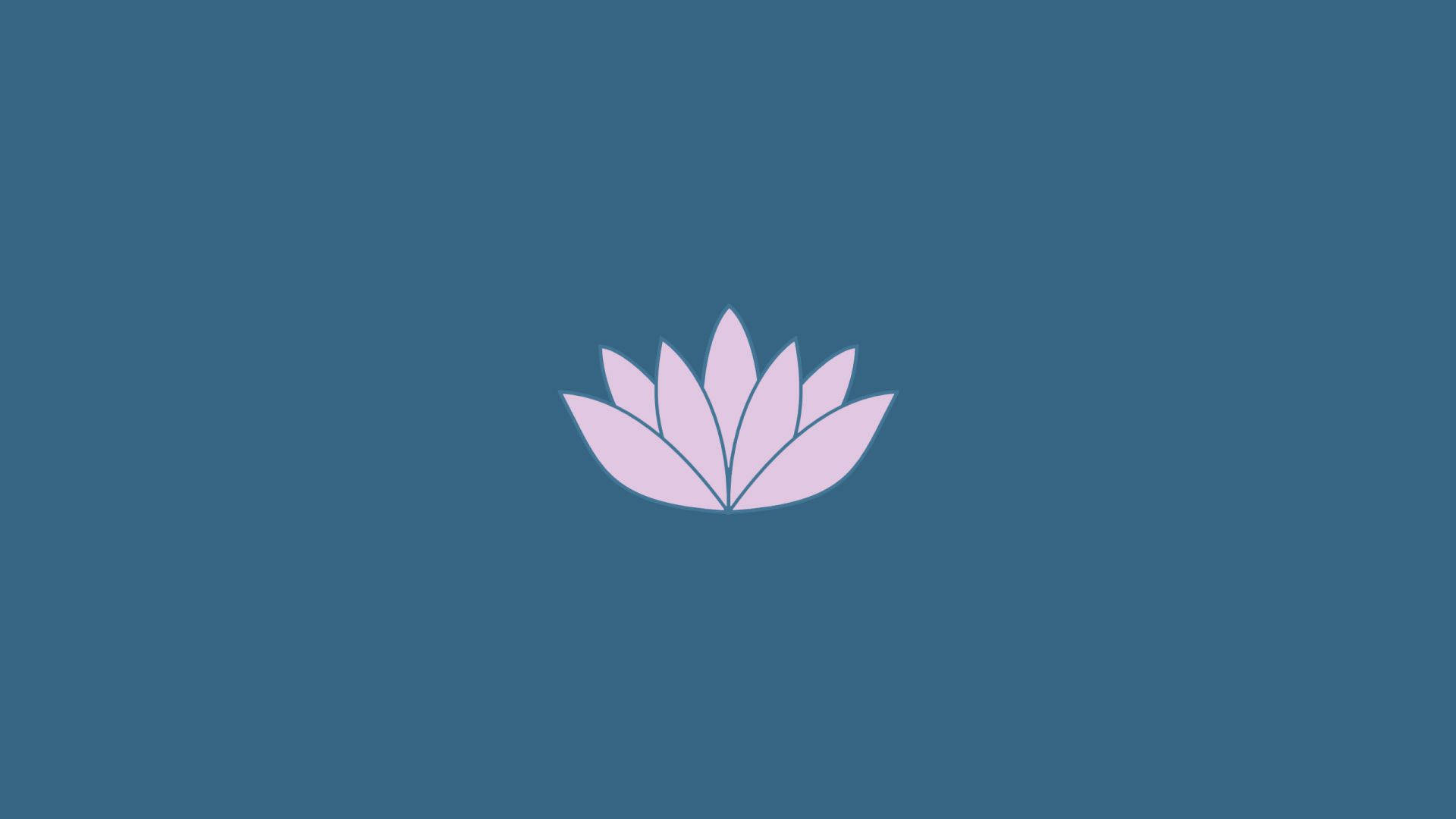 Petal 桌布 壁紙 — 一個極簡風格的淺紫色蓮花圖示，居中放置在純青色背景上。