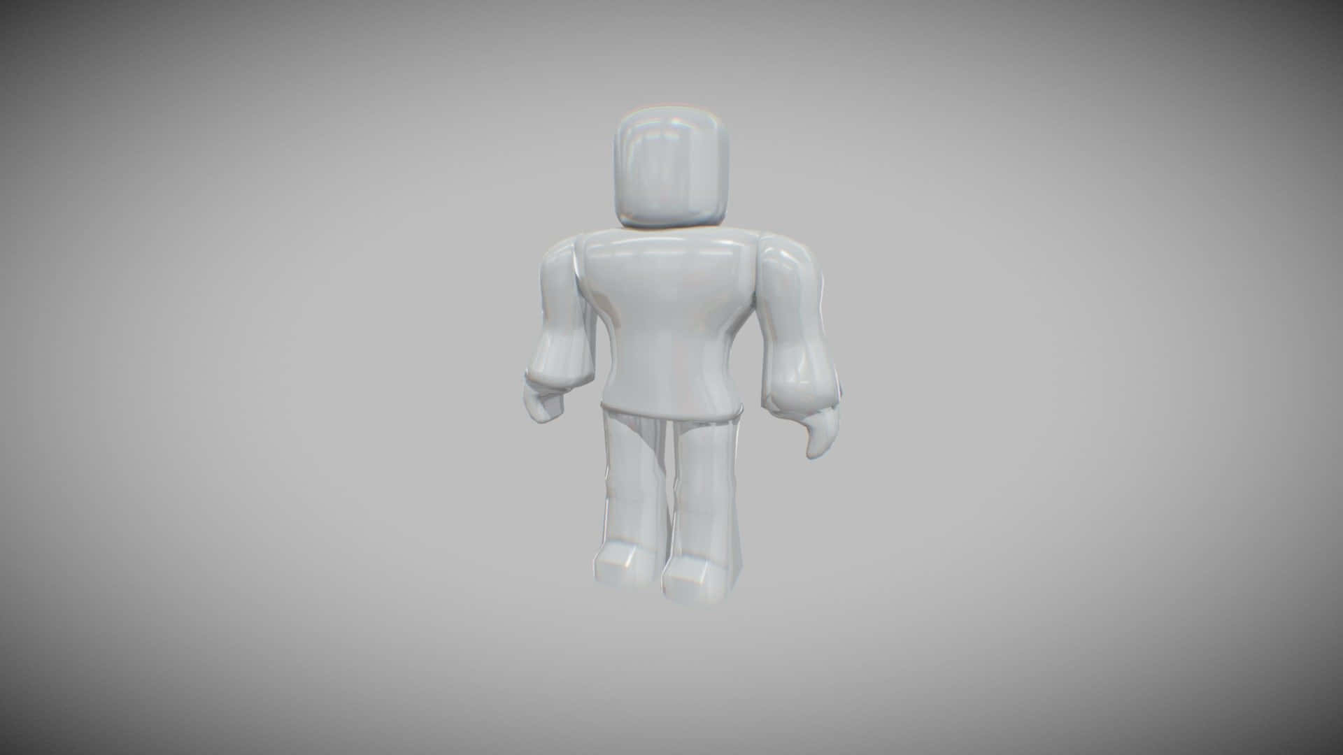 Roblox Gfx 桌布 壁紙 — 一個極簡風格的白色3D渲染塊狀人形公仔，居中站立在柔和的灰色漸變背景前。