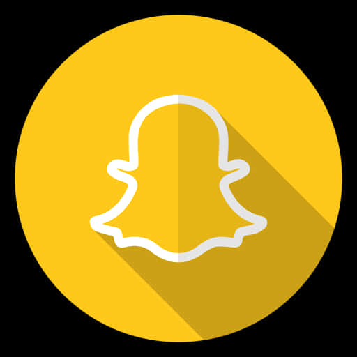 Snapchat 桌布 壁紙 — 一個極簡風格的白色Snapchat鬼魂圖標，輪廓在鮮黃色圓形背景上，帶有長陰影。