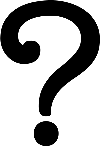 Questions 桌布 壁紙 — 一個極簡風格的白色問號輪廓，在純黑色背景上醒目地矗立。