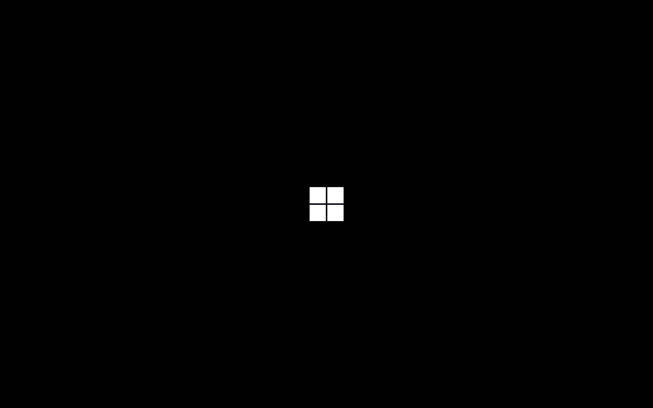 黑色 Windows 10 桌布 壁紙 — 一個極簡風格的白色四格網格圖示，居中放置在純黑色背景上。