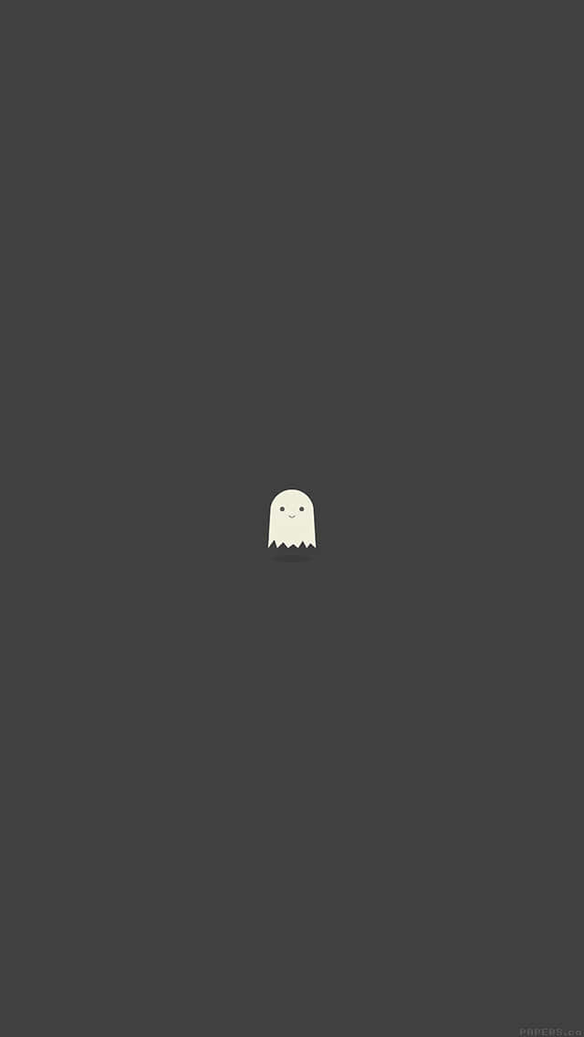 Cute Ghost 桌布 壁紙 — 一個極簡風格的白色幽靈帶著簡單的微笑，獨自漂浮在純深灰色背景上。