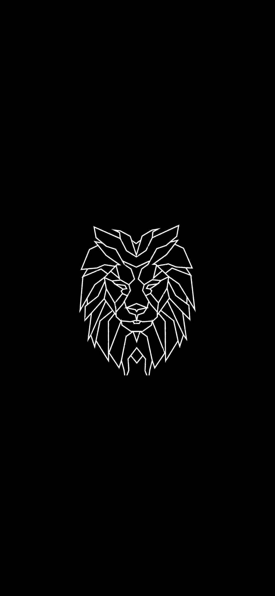 白色幾何獅子頭剪影，黑色背景。 — 極簡黑色手機桌布 壁紙