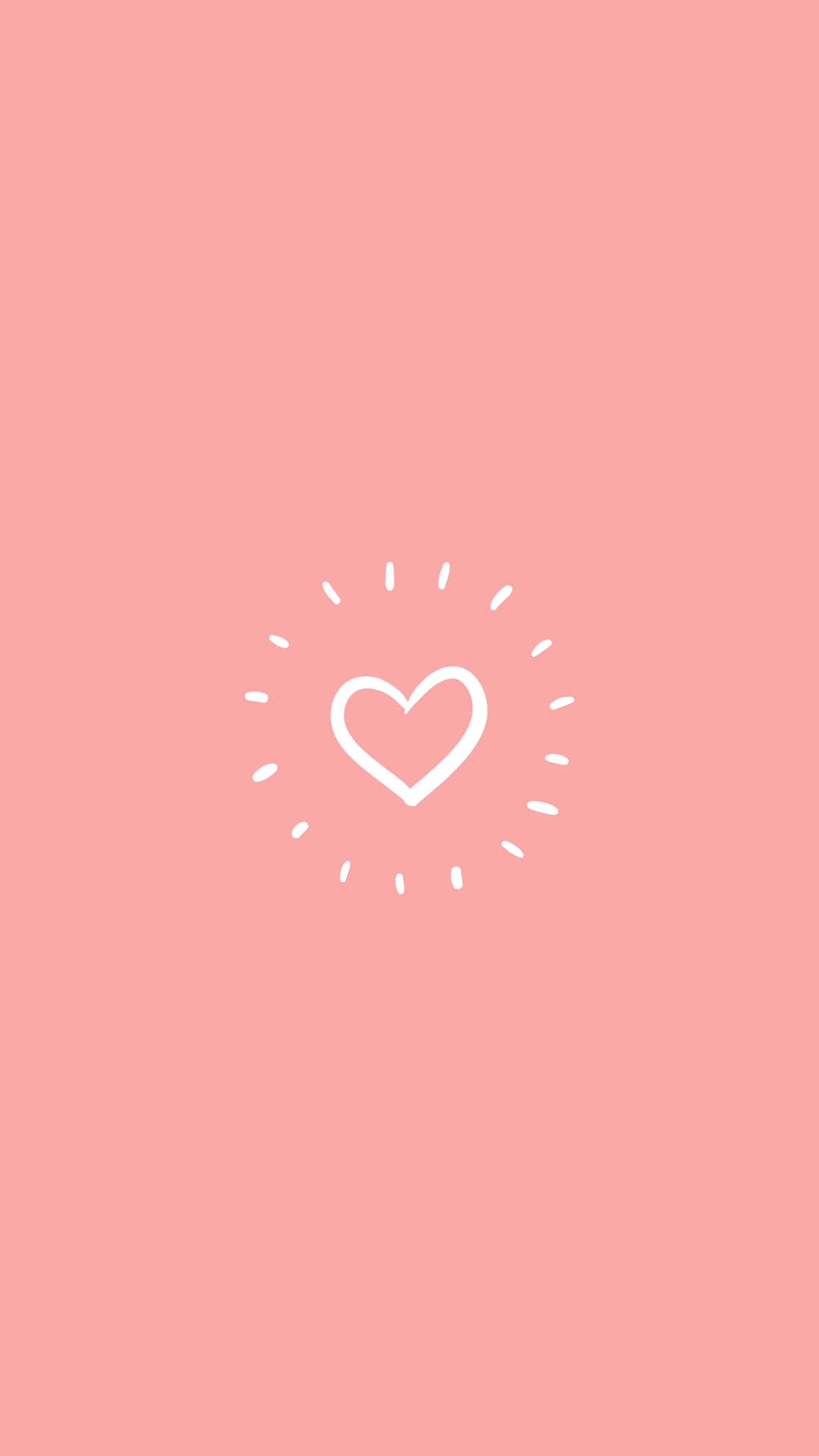 Instagram 桌布 壁紙 — 一個極簡風格的白色心形圖示，帶有放射狀虛線，居中於純色柔和粉紅背景上。