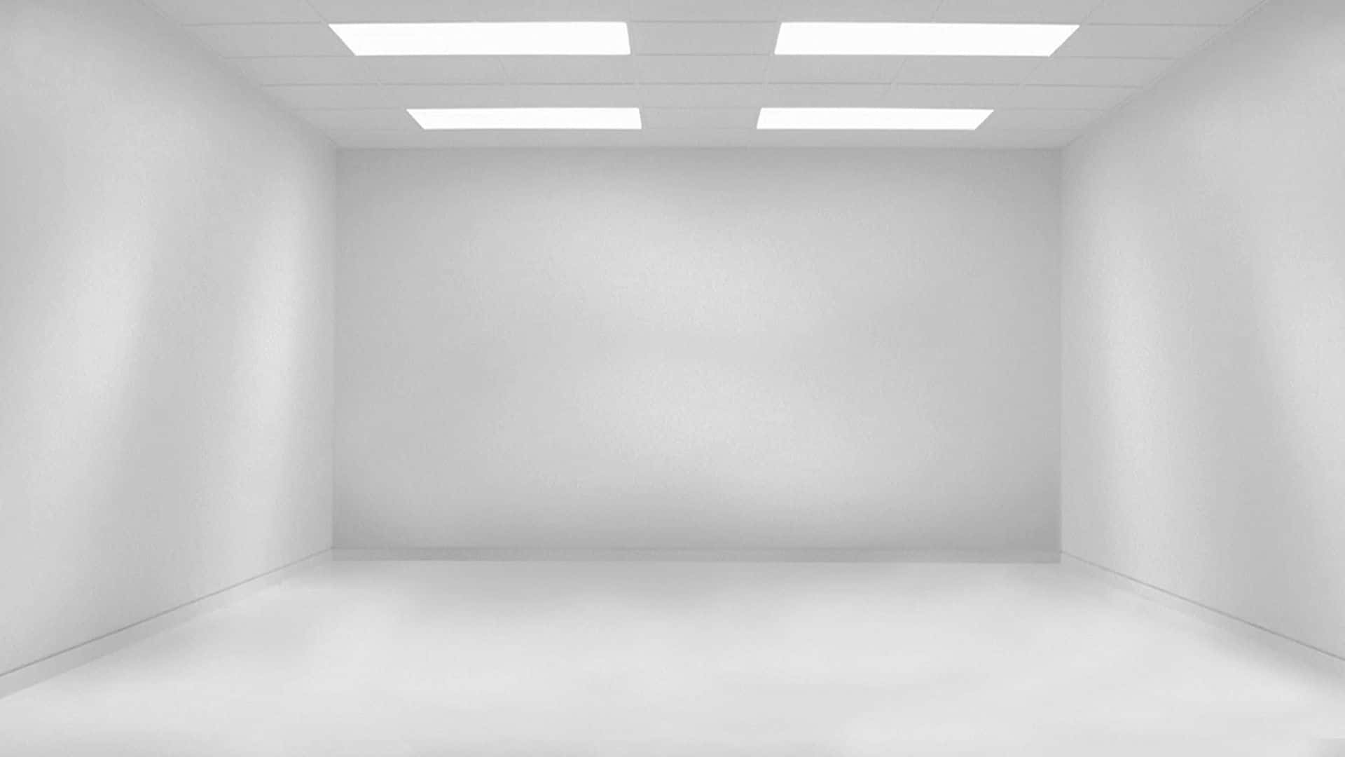 Empty Room 桌布 壁紙 — 一個極簡風格的白色房間，牆壁裸露，天花板燈光投射出柔和陰影。