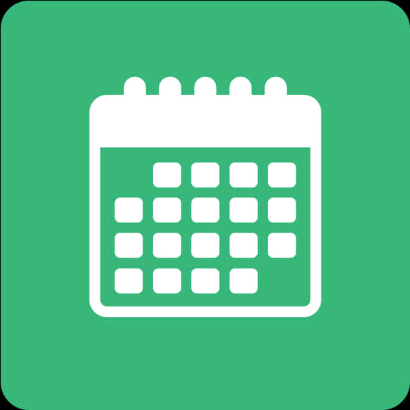 Calendar Icon 桌布 壁紙 — 一個極簡風格的白色日曆圖示，帶有網格方塊，置於純綠色背景上。