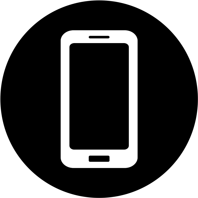 Mobile Phone Icon 桌布 壁紙 — 一個極簡風格的白色智慧型手機圖標，在純黑色背景上勾勒出輪廓。
