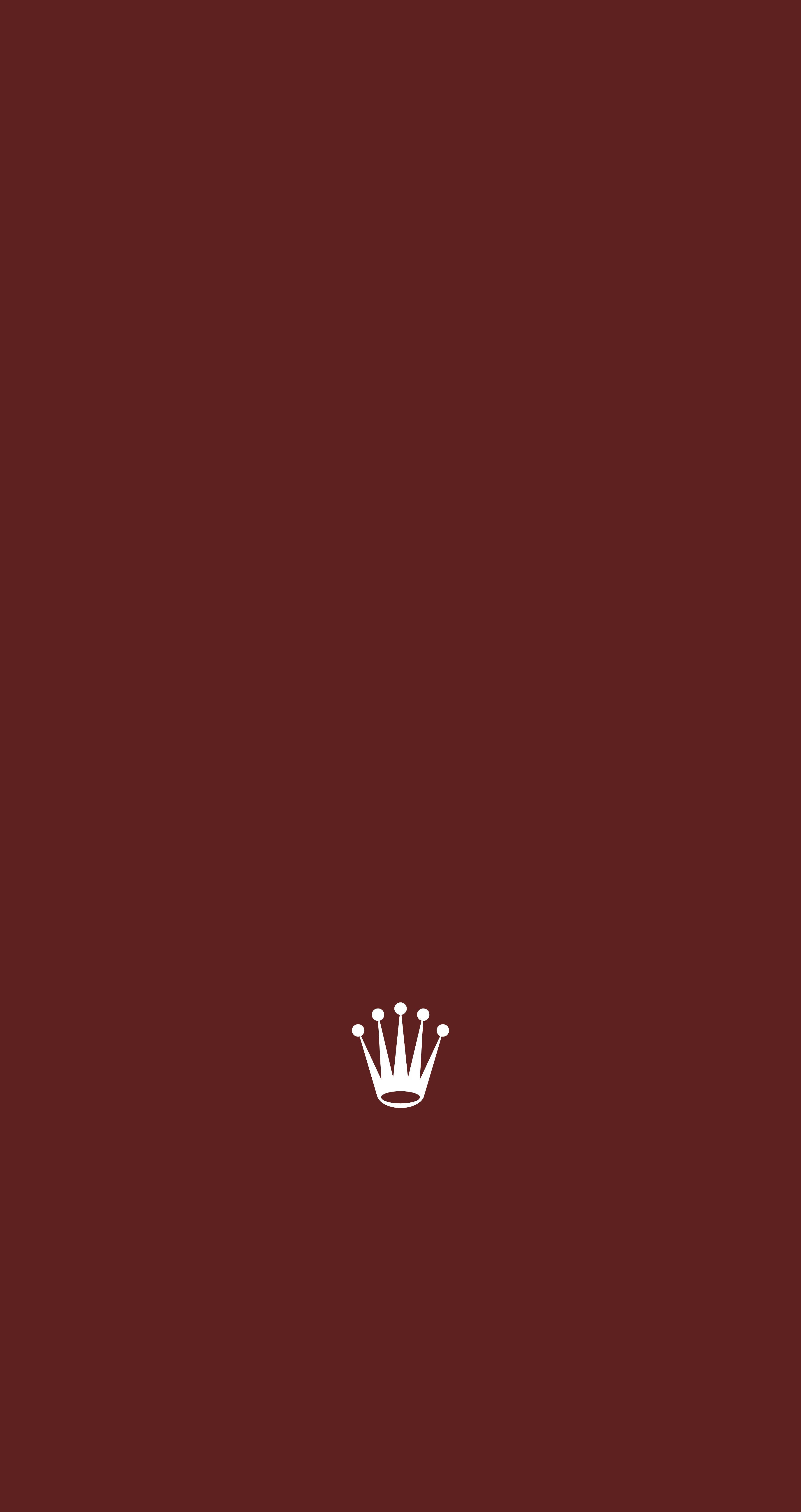 Rolex 桌布 壁紙 — 一個極簡風格的白色皇冠標誌，居中在純酒紅色背景上。