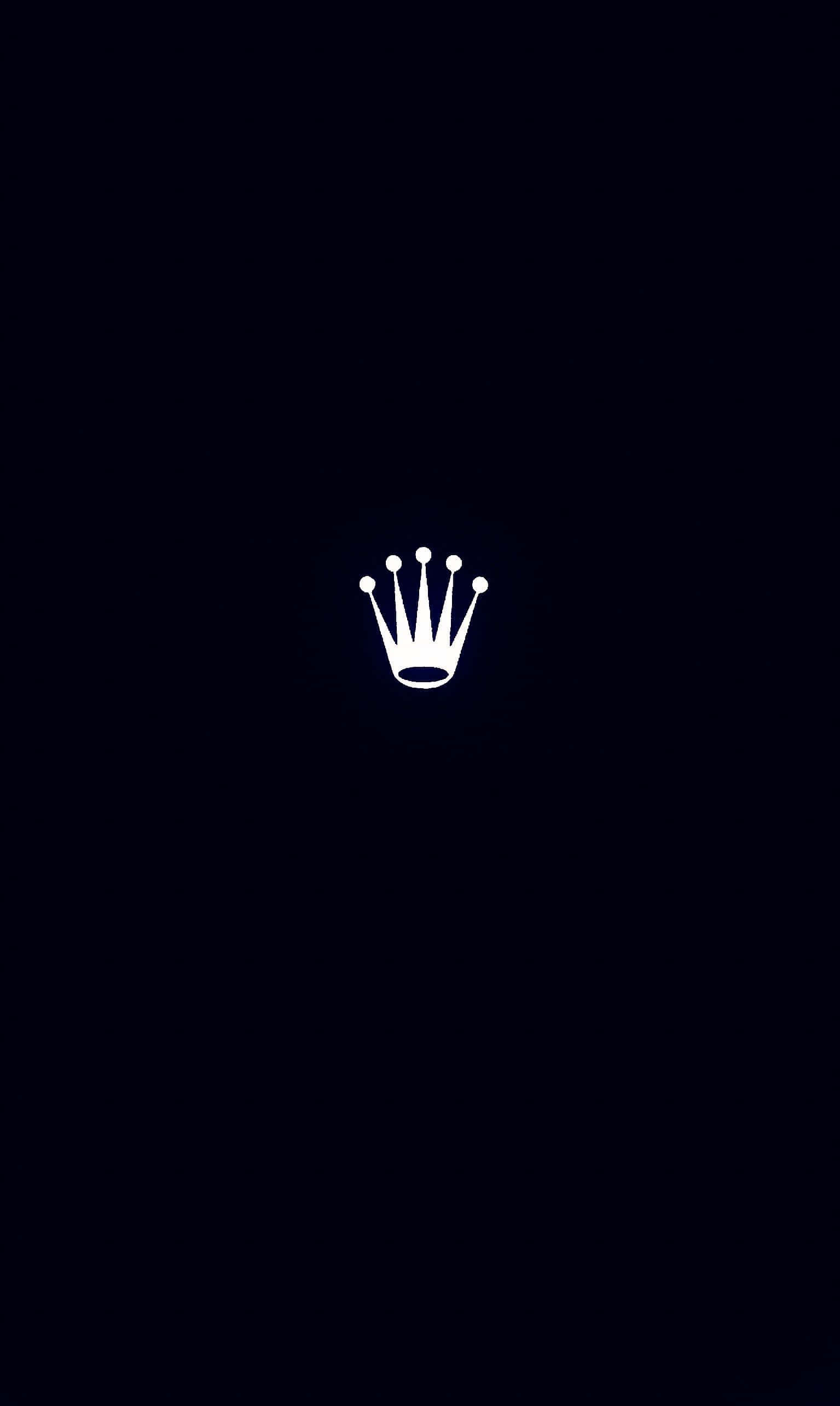 Rolex 桌布 壁紙 — 一個極簡風格的白色皇冠標誌，置於純黑色背景中央，帶有微弱的發光效果。