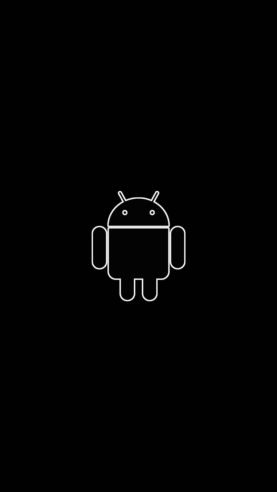 黑色背景上的白色 Android 機器人圖示 — 2k GIF 壁紙