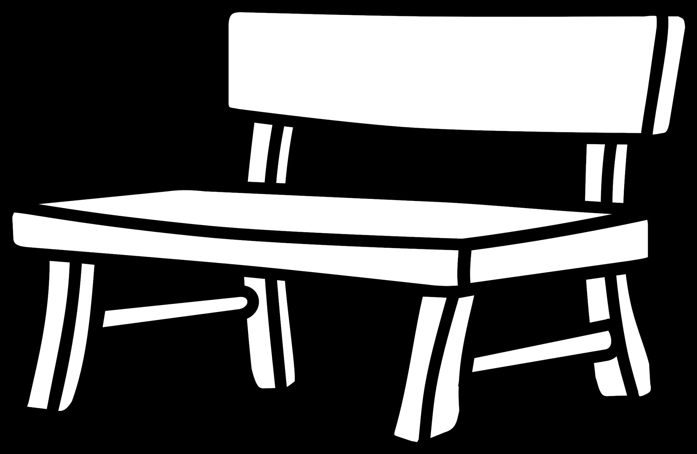 Park Bench 桌布 壁紙 — 一個極簡風格的白色長凳剪影，在純黑色背景上以乾淨大膽的線條突出呈現。