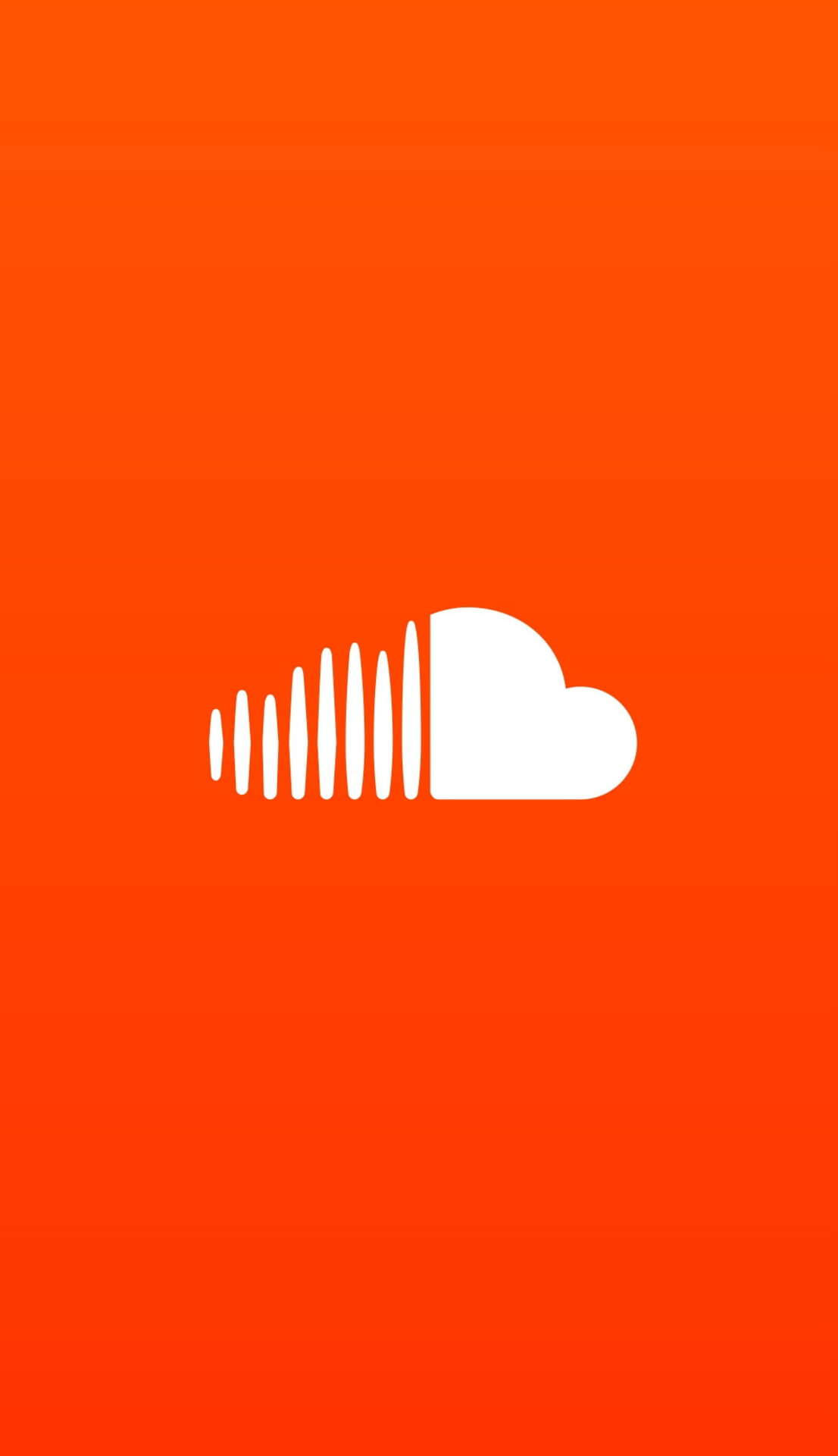 soundcloud 桌布 壁紙 — 一個極簡風格的白色雲朵圖示，帶有聲波線條，背景為鮮豔的橙色漸層。
