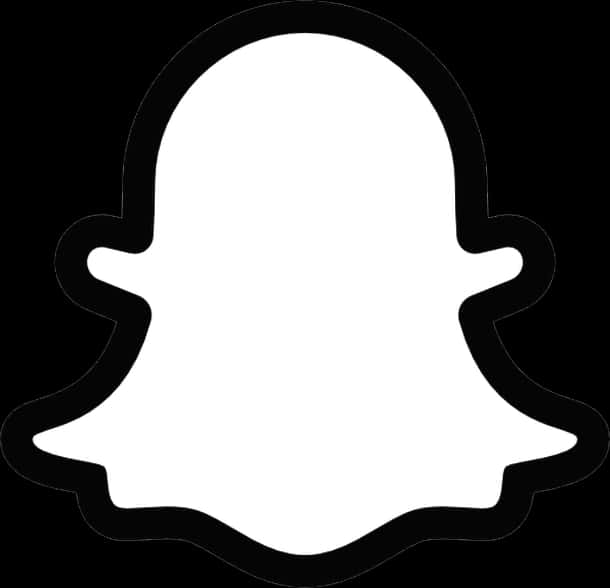 Snapchat 桌布 壁紙 — 一個極簡風格的白色鬼魂剪影，以黑色勾勒，置於純黑背景上。