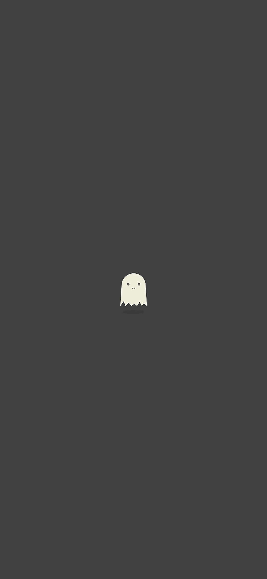 Cute Ghost 桌布 壁紙 — 一個極簡風格的白色鬼魂圖示獨自漂浮在純深灰色背景上。