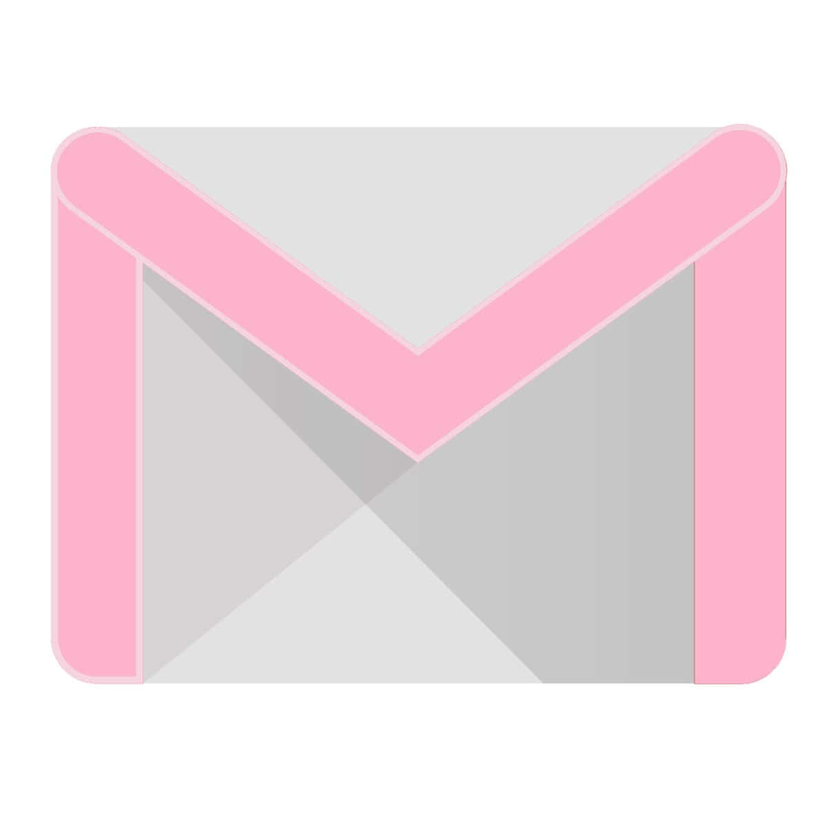 Gmail 動圖 桌布 壁紙 — 一個極簡風格的粉紅色和灰色信封圖示，在白色背景上帶有柔和陰影。