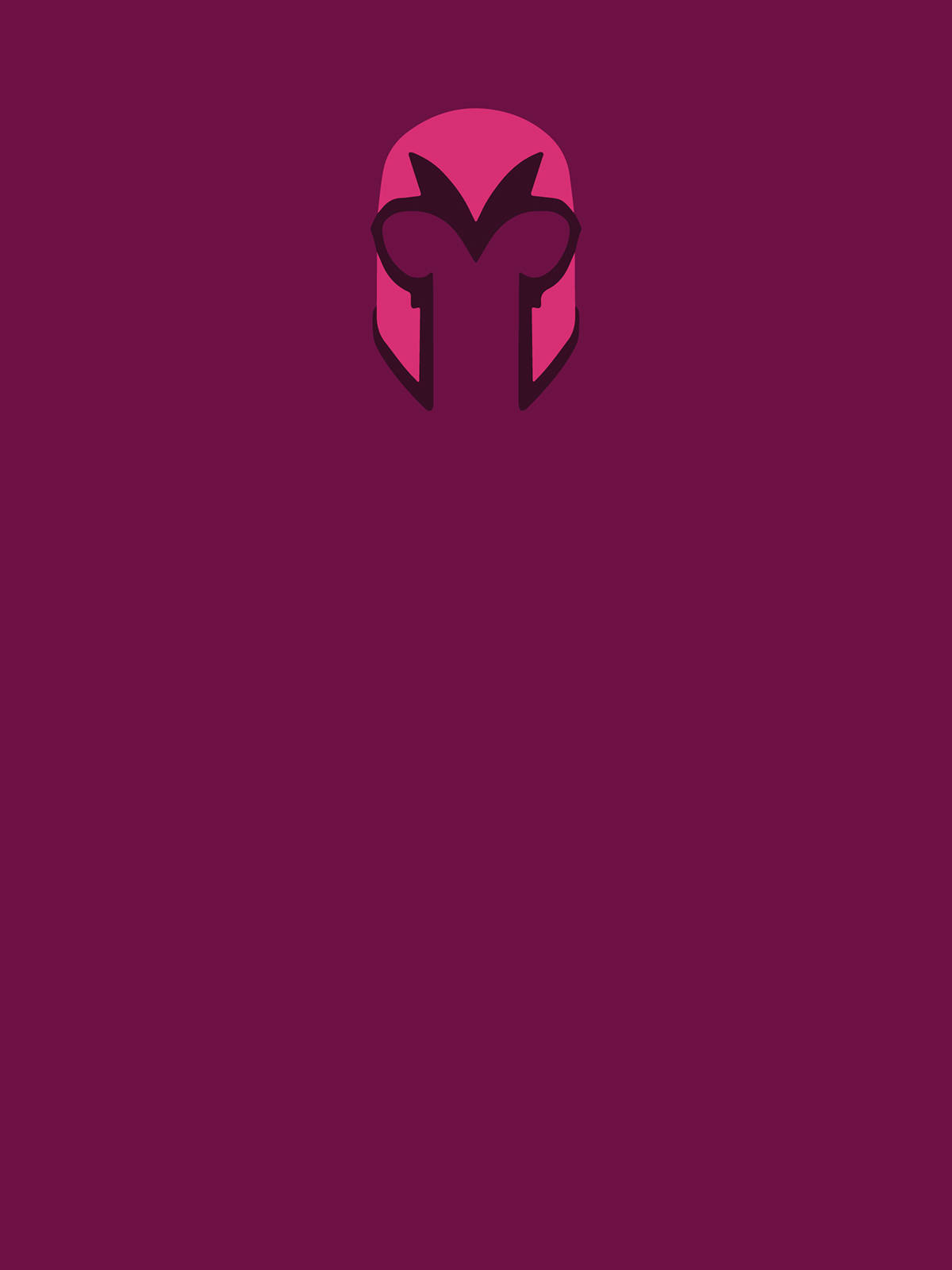 Magneto 桌布 壁紙 — 一個極簡風格的粉紅色斯巴達頭盔圖示，居中在純勃艮第色背景上。