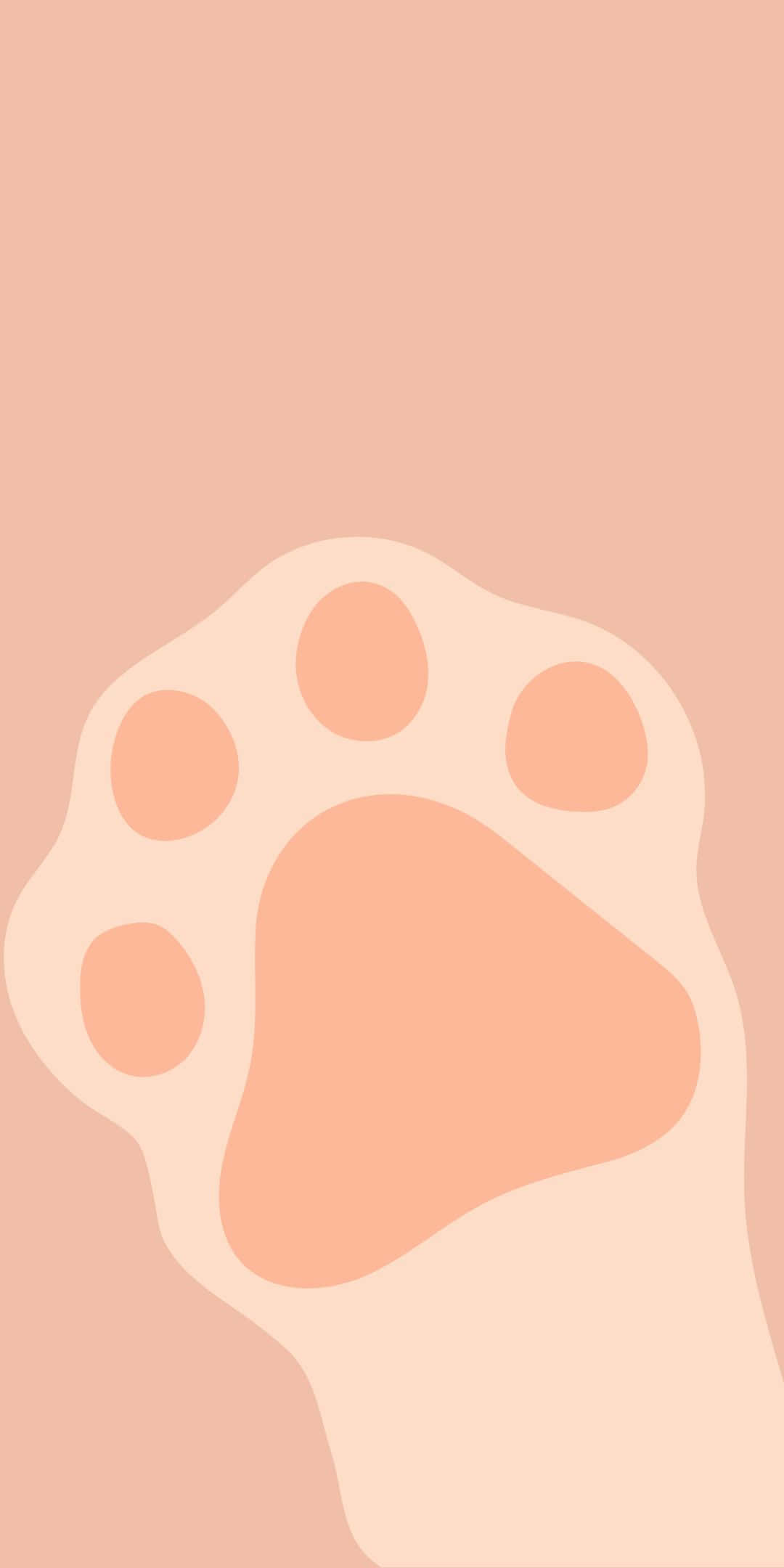 Paw Print 桌布 壁紙 — 一個極簡風格的粉紅色肉球插圖，置於柔和的蜜桃色背景中央。