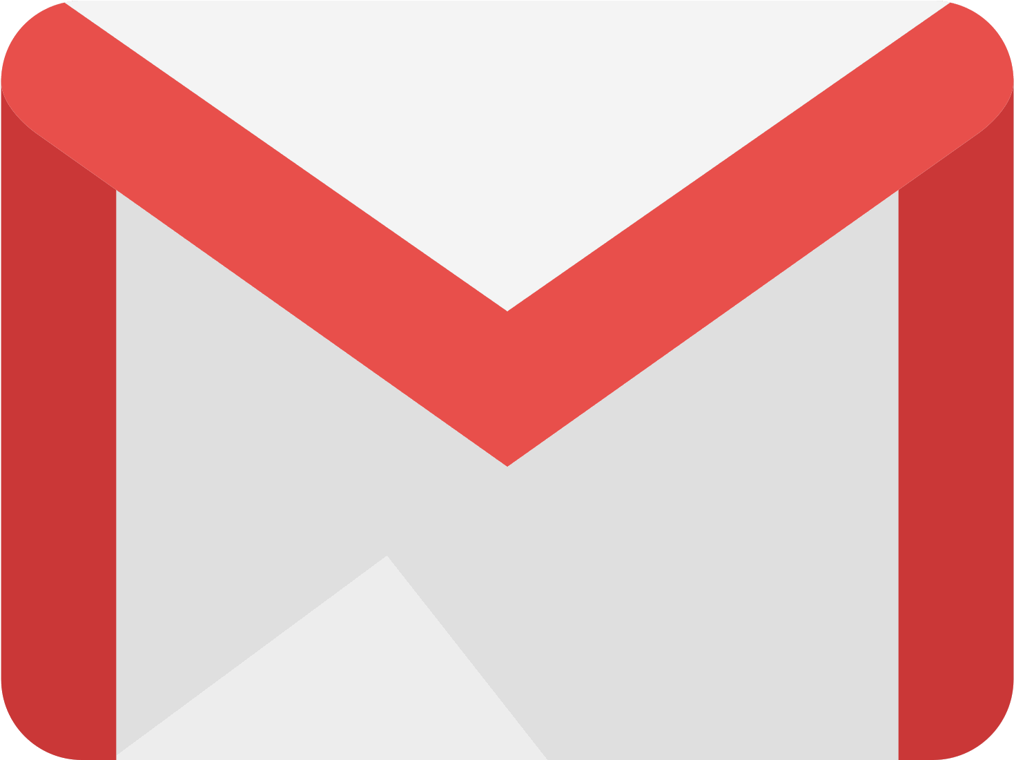 Gmail 動圖 桌布 壁紙 — 一個極簡風格的紅白信封圖示，具有清晰的幾何線條和柔和陰影。