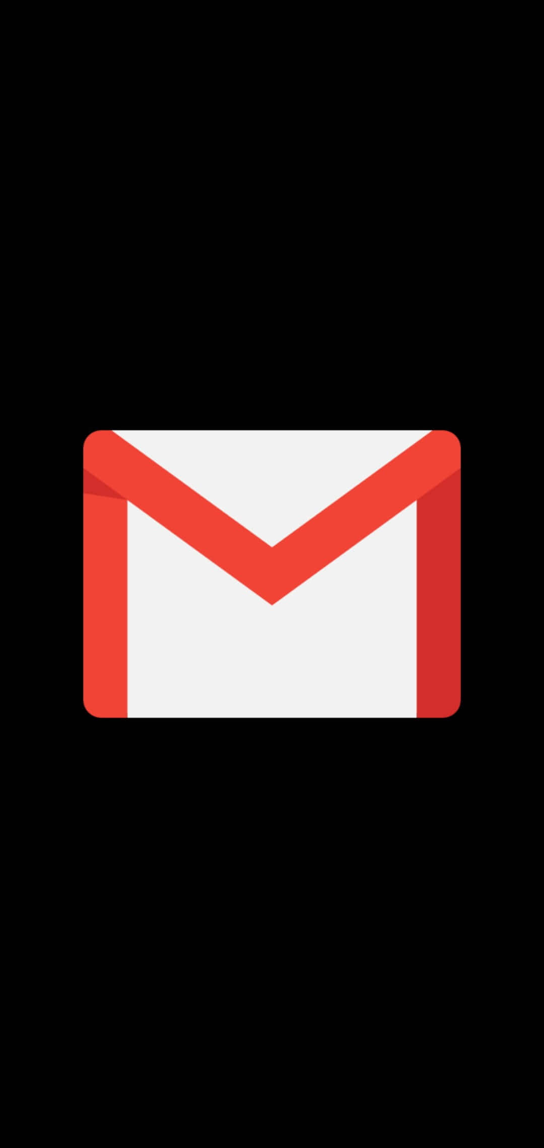 Gmail 動圖 桌布 壁紙 — 一個極簡風格的紅白色Gmail標誌，居中放在純黑色背景上。