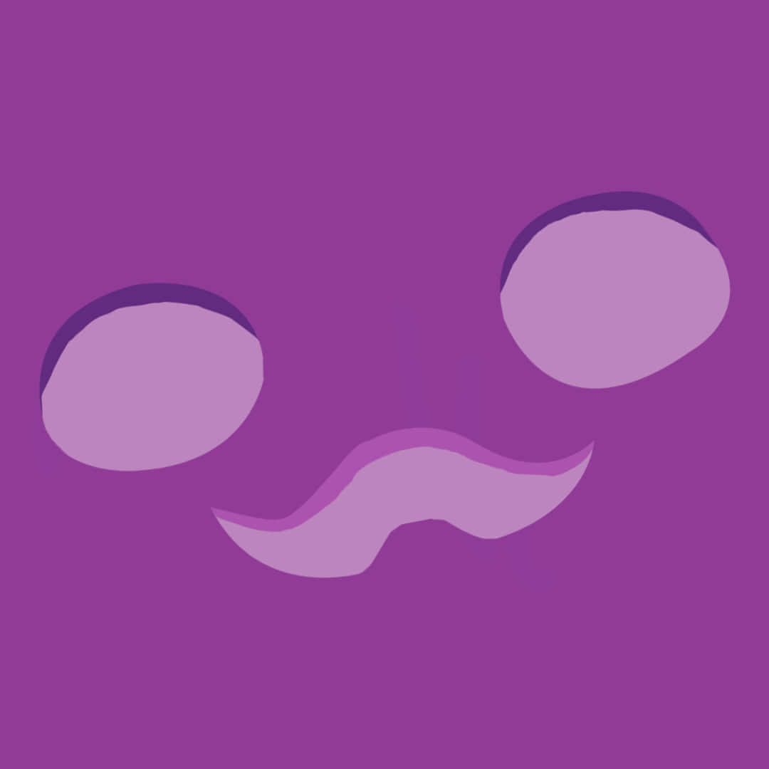 Discord 桌布 壁紙 — 一個極簡風格的紫色抽象面孔，有兩個圓形眼睛和波浪形鬍子，背景為純紫色。