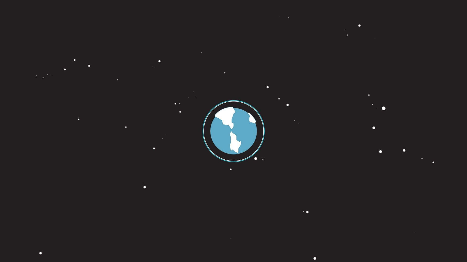 Best Minimal 桌布 壁紙 — 一個極簡風格的藍色地球圖示，置於繁星點點的黑暗太空背景中央。