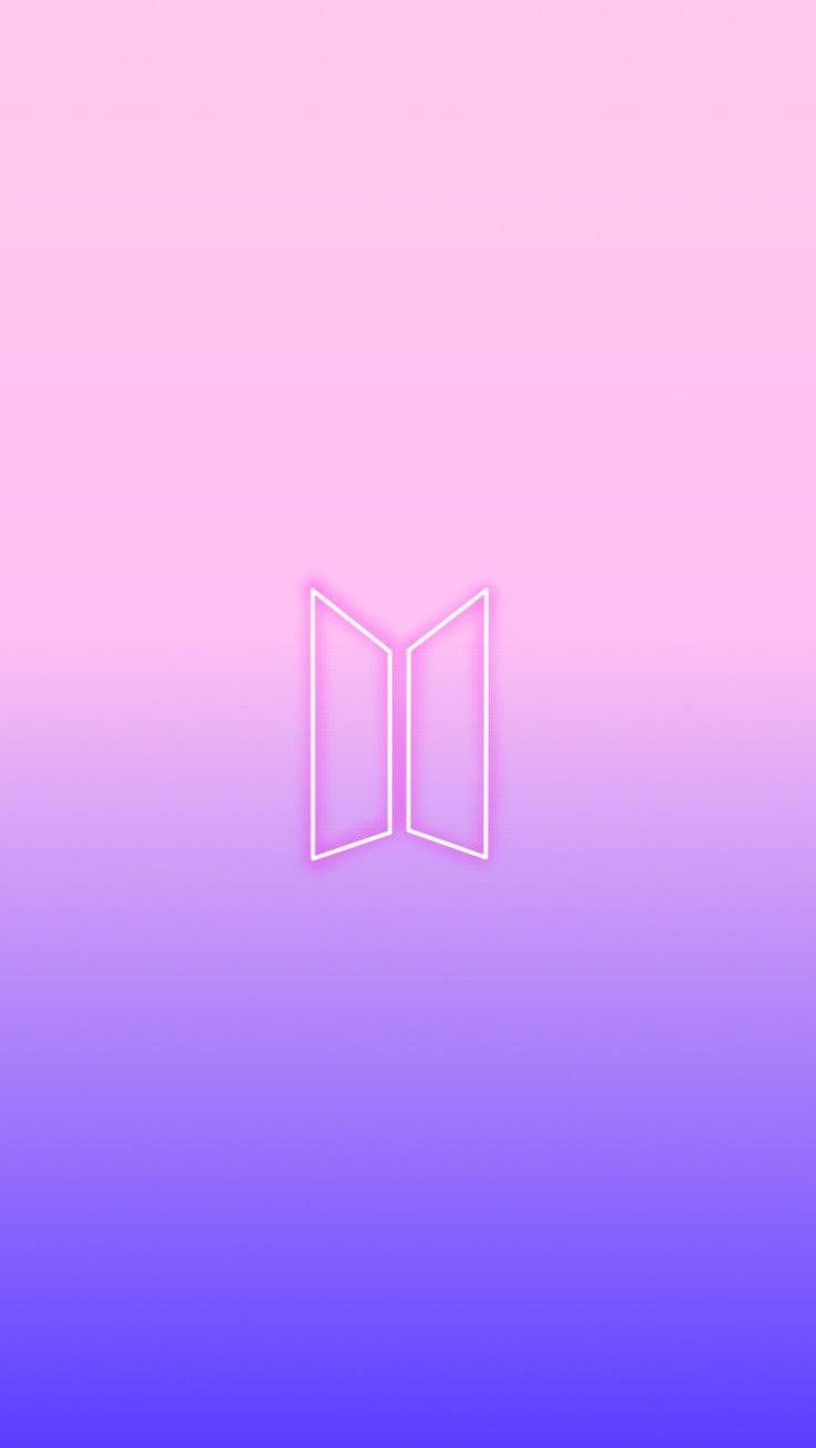 粉紅和紫色漸變背景上的霓虹蝴蝶標誌。 — BTS標誌 壁紙