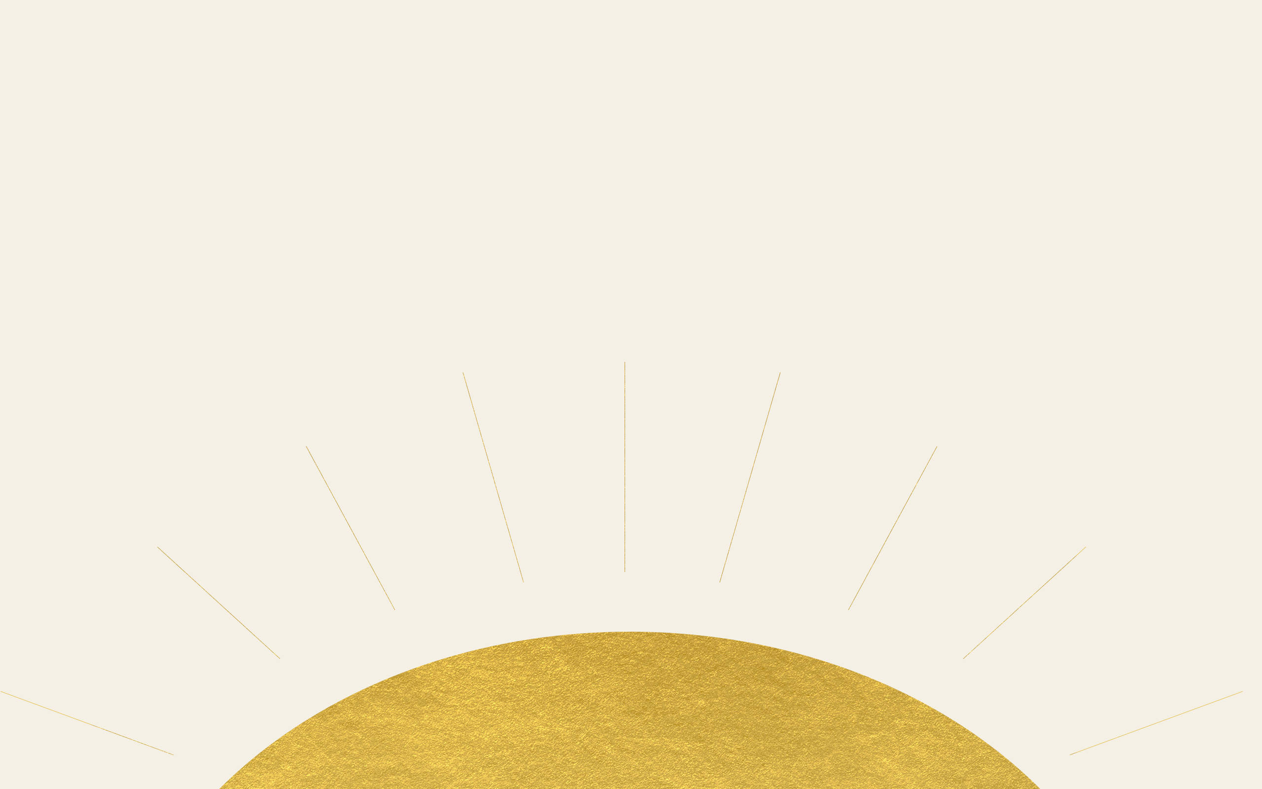 Foil 桌布 壁紙 — 一個極簡風格的金色太陽爆發，帶有細膩光線，在柔和的奶油色背景上浮現。