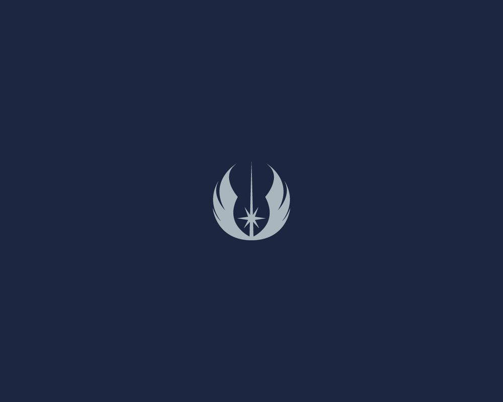 Jedi 桌布 壁紙 — 一個極簡風格的銀色絕地武士團標誌，居中於深海軍藍背景上。
