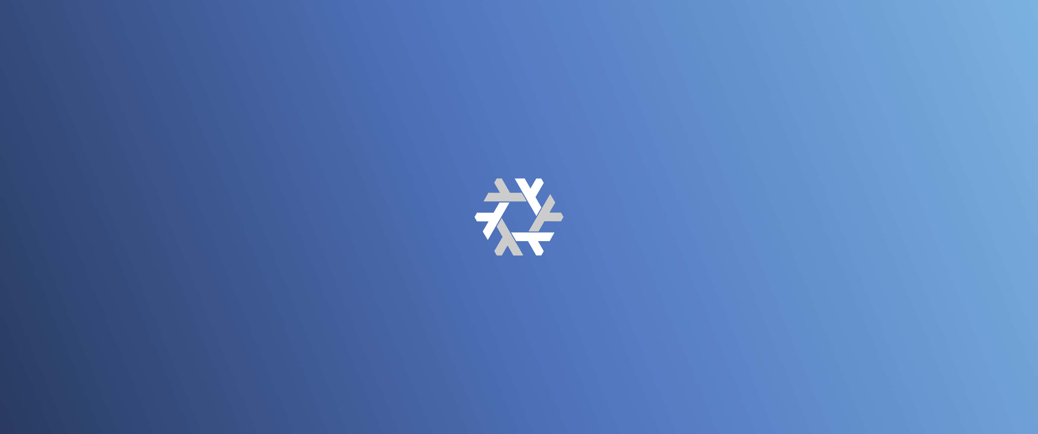 桌布 壁紙 — 一個極簡風格的銀色雪花圖示，居中放置在漸變藍色背景上。
