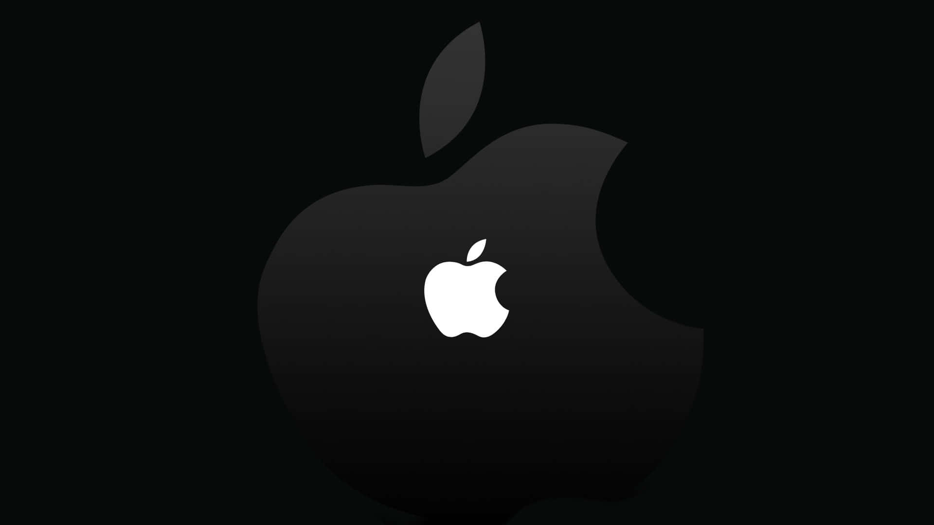 Black 桌布 壁紙 — 一個極簡風格的黑色Apple標誌，中央帶有白色咬痕，置於深色背景上。