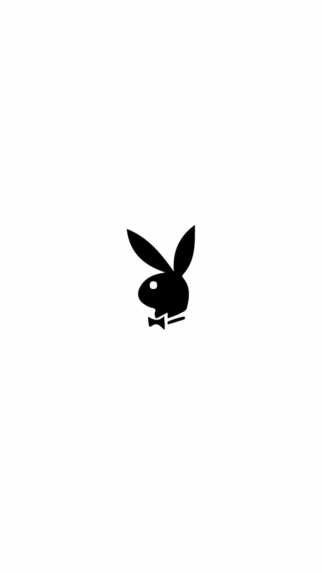 Playboy Aesthetic 桌布 壁紙 — 一個極簡風格的黑色Playboy兔子標誌，居中放置在純白背景上。