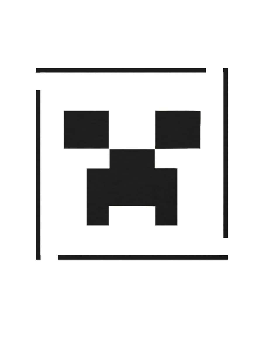 Minecraft Characters 桌布 壁紙 — 一個極簡風格的黑色像素面孔，帶有方形眼睛和嘴巴，以細線框在白色背景上。