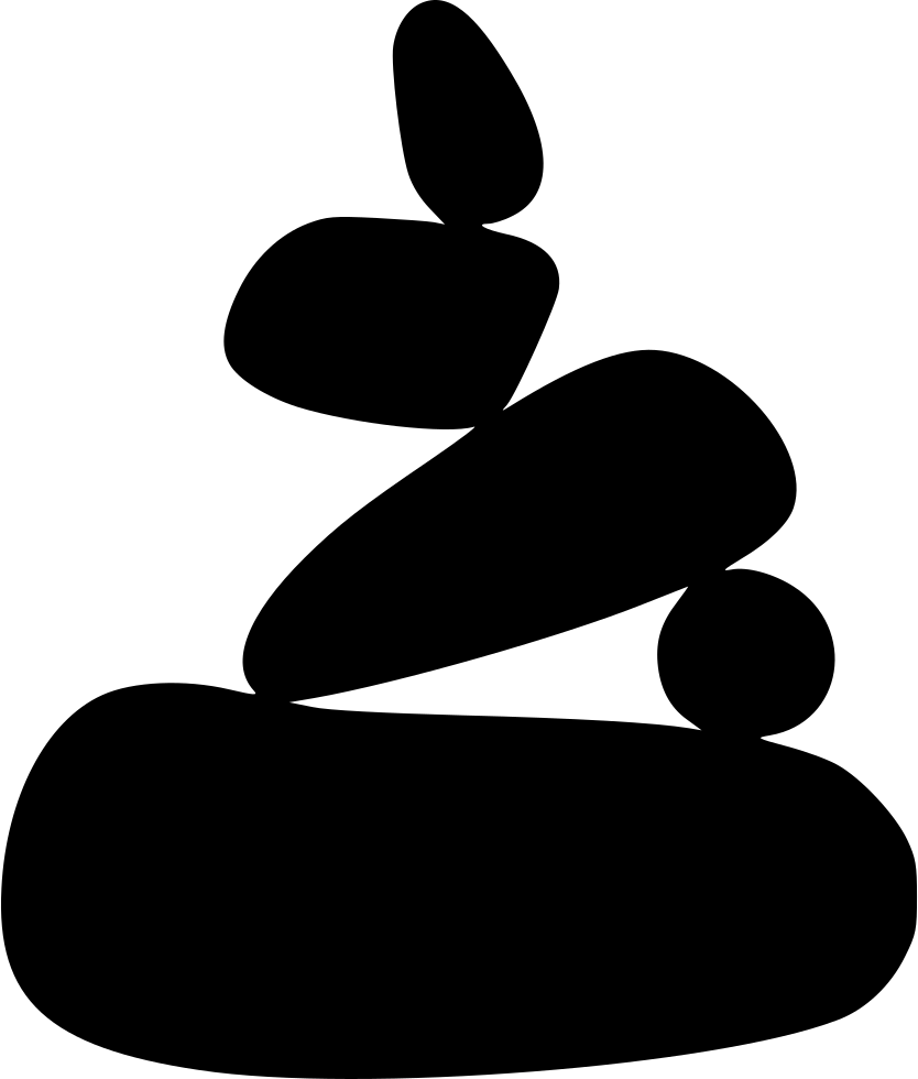 禪 桌布 壁紙 — 一個極簡風格的黑色剪影，由堆疊的石頭形成平衡的禪意佈置，背景為純白色。